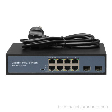 8 PORT GIGABIT CCTV POE Switch avec SFP